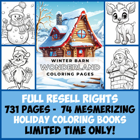 MRR 731 Pages, 74 Holiday Coloring Books with Full Master Resell Rights