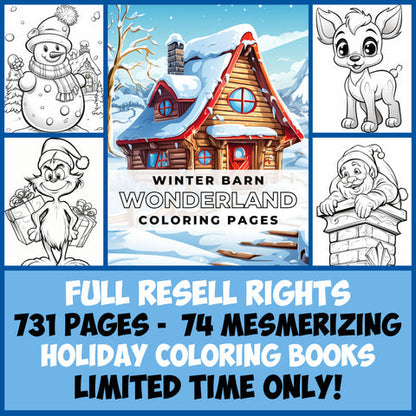 MRR 731 Pages, 74 Holiday Coloring Books with Full Master Resell Rights